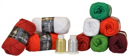 Mayflower Cotton 8/4 Garenpakket Kerst 6 kleuren + 2 Glitter - 11 stuks - Mayflower Cotton 8/4 Garenpakket Kerst 9 kleuren + 2 Glitter - 11 stuks