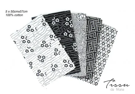 Tissu de Marie Fat Quarter Wit Wijsheid 50x57cm - 5 stuks