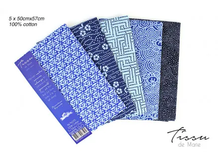Tissu de Marie Fat Quarter Sapphire 50x57cm - 5 stuks
