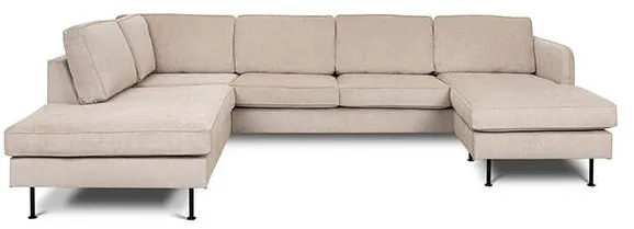 Læsø-bank met chaiselongue en open-end - 288 x 210 cm - beige fluweel