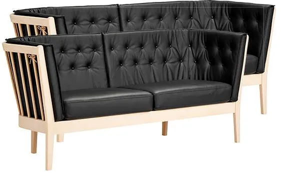 Stouby Maria bankstel 2+3 pers. - beuken - zwart leer