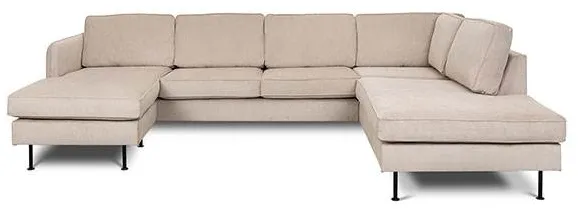 Læsø-bank met chaise longue en open einde - 288 x 210 cm - beige fluweel - linkshandig
