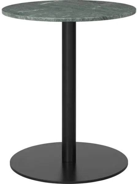 GUBI 1.0 Eettafel Rond Ø60 cm met Zwarte Basis en Groene Guatemala Marmeren Blad