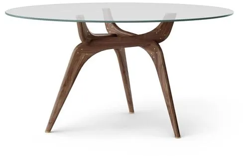 Brdr. Krüger TRIIIO Eettafel Ø135 Notenhout Geolied/Helder Glas